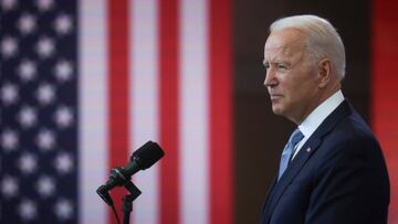 Joe Biden delivers a speech at the National Constitution Center in Philadelphia, Pennsylvania.