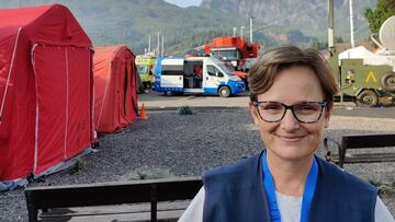 In&eacute;s Galindo, vulcan&oacute;loga del IGME-CSIC, en el Puesto de Mando, ubicado junto al centro de visitantes del parque nacional de la Caldera de Taburiente en La Palma.