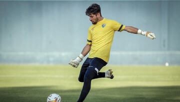 Gonzalo Crettaz, en un entrenamiento del Málaga.