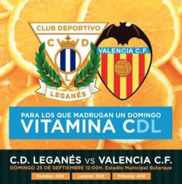 Cartel urbano del partido Leganés-Valencia