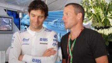 Mark Webber junto a Lance Armstrong