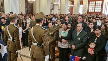 Rancagua, 8 de abril de 2023.
Se realiza una misa en la Catedral de Rancagua en honor al Carabinero Daniel Palma.
Carabineros via Aton Chile