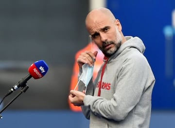 Soccer Football - Premier League - Leicester City v Manchester City - King Power Stadium, Leicester, Britain - April 3, 2021 Manchester City manager Pep Guardiola