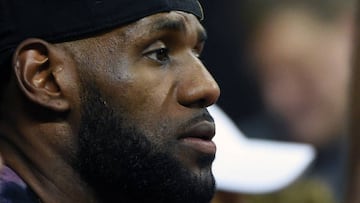 LAS VEGAS, NV - JULY 12: LeBron James of the Cleveland Cavaliers attends a game between the Los Angeles Lakers and the Philadelphia 76ers during the 2017 Summer League at the Thomas &amp; Mack Center on July 12, 2017 in Las Vegas, Nevada. Los Angeles won 103-102. NOTE TO USER: User expressly acknowledges and agrees that, by downloading and or using this photograph, User is consenting to the terms and conditions of the Getty Images License Agreement.   Ethan Miller/Getty Images/AFP
 == FOR NEWSPAPERS, INTERNET, TELCOS &amp; TELEVISION USE ONLY ==