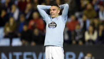 Aspas se lamenta de una ocasi&oacute;n fallada ante el Real Madrid.