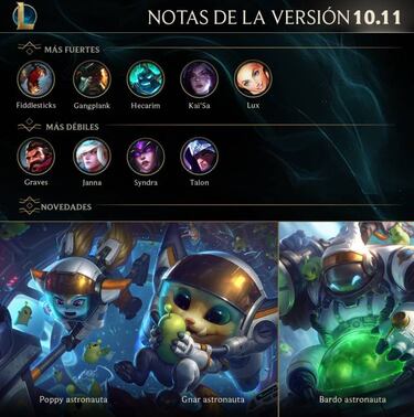League of Legends (LOL): notas del parche 10.11; cambios y novedades