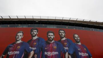 Soccer Football - Champions League Round of 16 Second Leg - FC Barcelona vs Chelsea - Camp Nou, Barcelona, Spain - March 14, 2018 General view of Barcelona advert outside the stadium before the match Action Images via Reuters/Lee Smith