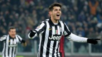 Morata celebra un gol con la Juve.