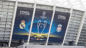 Vista exterior del Estadio Ol&iacute;mpico de Kiev, sede de la final de la Champions League 2018 que disputar&aacute;n Real Madrid y Liverpool.