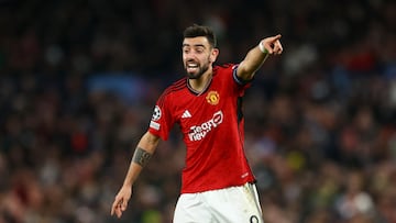 Soccer Football - Champions League - Group A - Manchester United v Bayern Munich - Old Trafford, Manchester, Britain - December 12, 2023 Manchester United's Bruno Fernandes reacts REUTERS/Carl Recine