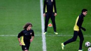 Puyol, durante un entrenamiento.