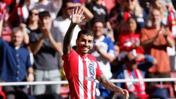 GRAF5790. MADRID, 17/02/2024.- El jugador del Atlético de Madrid Ángel Correa celebra un gol durante el partido correspondiente a la jornada 25 de LaLiga disputado entre el Atlético de Madrid y Las Palmas, este sábado en el estadio Civitas Metropolitano. EFE/ Daniel González
