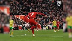 Revive el control de fantasía que dejó el colombiano en el inicio del quinto y último gol del Liverpool sobre Norwich.