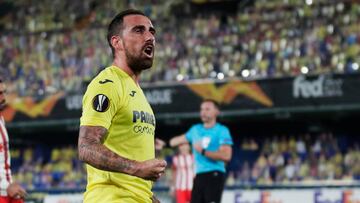 CASTELLON, SPAIN - OCTOBER 22: Paco Alcacer of Villarreal celebrates 5-3  during the UEFA Champions League  match between Villarreal v Sivasspor at the Estadio de la Ceramica on October 22, 2020 in Castellon Spain (Photo by David S. Bustamante/Soccrates/G