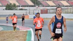 Marc M&aacute;rquez en pleno esfuerzo en la carrera de 10 km. de la Allianz Night Run en el Crcuito de Montmel&oacute;.