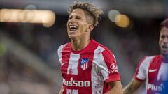 Giuliano Simeone celebra un gol con el Atlético de Madrid B.