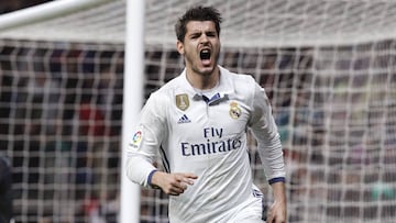 Morata celebra un gol ante la Real Sociedad.
