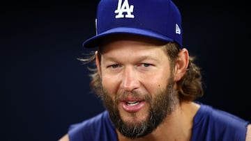 TORONTO, ON - OCTOBER 30: Clayton Kershaw #22 of the Los Angeles Dodgers talks to the media during a workout day ahead of game six of the 2025 World Series at Rogers Centre on October 30, 2025 in Toronto, Ontario, Canada.   Vaughn Ridley/Getty Images/AFP (Photo by Vaughn Ridley / GETTY IMAGES NORTH AMERICA / Getty Images via AFP)