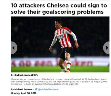 En Inglaterra ven a Chucky Lozano con calidad de llegar al Chelsea