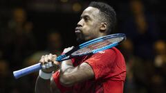 Gael Monfils of France reacts during the quarter final match against Daniel Evans of Britain during the Rotterdam open in Rotterdam, on February 14, 2020. (Photo by Koen SUYK / ANP / AFP) / Netherlands OUT