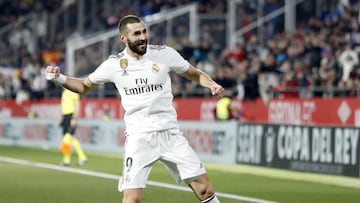 31/01/19 PARTIDO COPA DEL REY CUARTOS VUELTA 
 GIRONA - REAL MADRID 
 SEGUNDO GOL BENZEMA 0-2 ALEGRIA