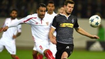 Adil Rami, ante el Moenchengladbach.