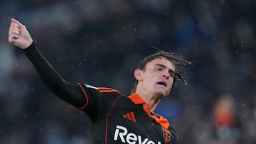 Nico Paz celebra un gol al Lazio.