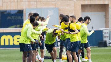 El Villarreal, antes de un entrenamiento esta semana.