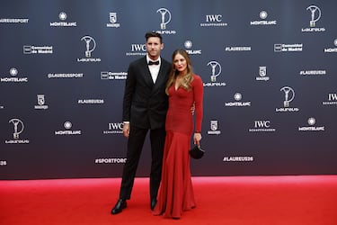 Rudy Fernández y Helen Lindes a su llegada a la alfombra roja.