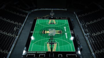 Who designs eye-catching NBA Cup courts?
