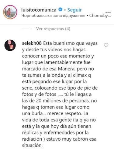 Luisito Comunica recibe críticas por tomarse fotos en Chernóbil