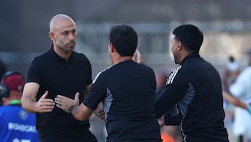 FORT LAUDERDALE, FLORIDA - APRIL 27: Javier Mascherano, Head Coach of Inter Miami CF, reacts during the MLS match between Inter Miami CF and FC Dallas at Chase Stadium on April 27, 2025 in Fort Lauderdale, Florida. Megan Briggs/Getty Images/AFP (Photo by Megan Briggs / GETTY IMAGES NORTH AMERICA / Getty Images via AFP)