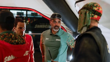 Rallying - Dakar Rally - Stage 2 - Bisha to Bisha - Saudi Arabia - January 6, 2025 The Dacia Sandriders' Nasser Al-Attiyah in the Bisha bivouac with teammates REUTERS/Maxim Shemetov