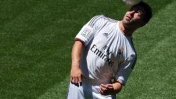 Carvajal, durante su presentación como nuevo jugador del Madrid.