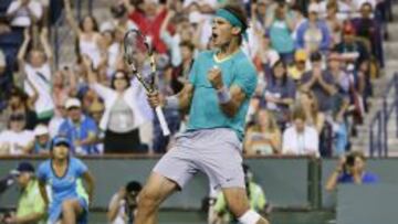 Nadal celebra su pase a cuartos de Indian Wells.