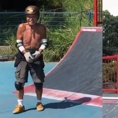 Nunca es tarde para aprender a patinar: se tira por una rampa a los 81 años