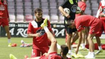 Samu de los reyes, en un entrenamiento con el Lugo.