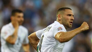 Soccer Football - UEFA Nations League - Group F - Israel v Iceland - Sammy Ofer Stadium, Haifa, Israel- June 2, 2022 Israel's Shon Weissman celebrates scoring their second goal REUTERS/Ronen Zvulun