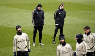 Zidane oversees Real Madrid training on Tuesday, as Los Blancos prepared for Wednesday's Copa del Rey third-round tie against Unionistas Salamanca.