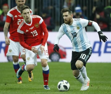 Messi, in action against Russia