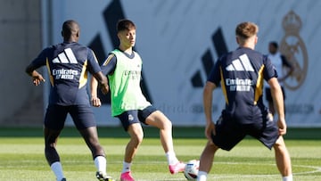 Güler, durante la sesión de entrenamiento.