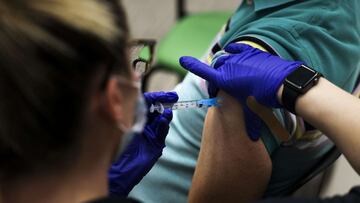THORNTON, CO - MARCH 06: A patient receives a dose of the Johnson & Johnson COVID-19 vaccine, the newest vaccine approved by the U.S. FDA for emergency use, at an event put on by the Thornton Fire Department on March 6, 2021 in Thornton, Colorado. Colorado entered COVID-19 vaccination Phase 1B.3 on Friday, allowing essential grocery and agriculture workers, people over the age of 60 and people with two or more high-risk conditions to receive a vaccine. Michael Ciaglo/Getty Images/AFP
== FOR NEWSPAPERS, INTERNET, TELCOS & TELEVISION USE ONLY ==