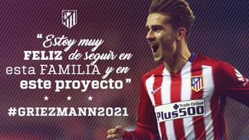 Griezmann ha renovado con el Atlético de Madrid hasta 2021.