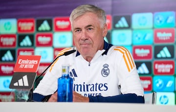 Ancelotti, hoy, en rueda de prensa.