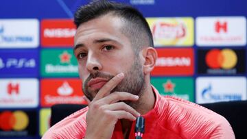 Soccer Football - Champions League - FC Barcelona Press Conference - Ciutat Esportiva Joan Gamper, Barcelona, Spain - October 23, 2018 Barcelona's Jordi Alba during the press conference REUTERS/Albert Gea