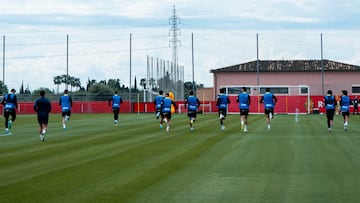 Entrenamiento del Real Mallorca en la Ciudad Deportiva de Son Bibiloni.