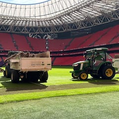 San Mamés renueva su césped