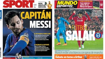 Portadas de los diarios Sport y Mundo Deportivo del d&iacute;a 25 de abril de 2018.