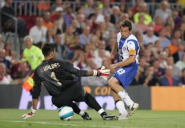 Tamudazo, 7 junio 2007, Barcelona-Espanyol: mete dos goles en el Camp Nou que dejan al Bar?a sin el ttulo de Liga. 