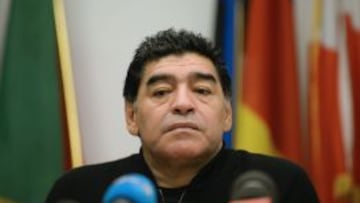 Maradona, en la rueda de prensa.